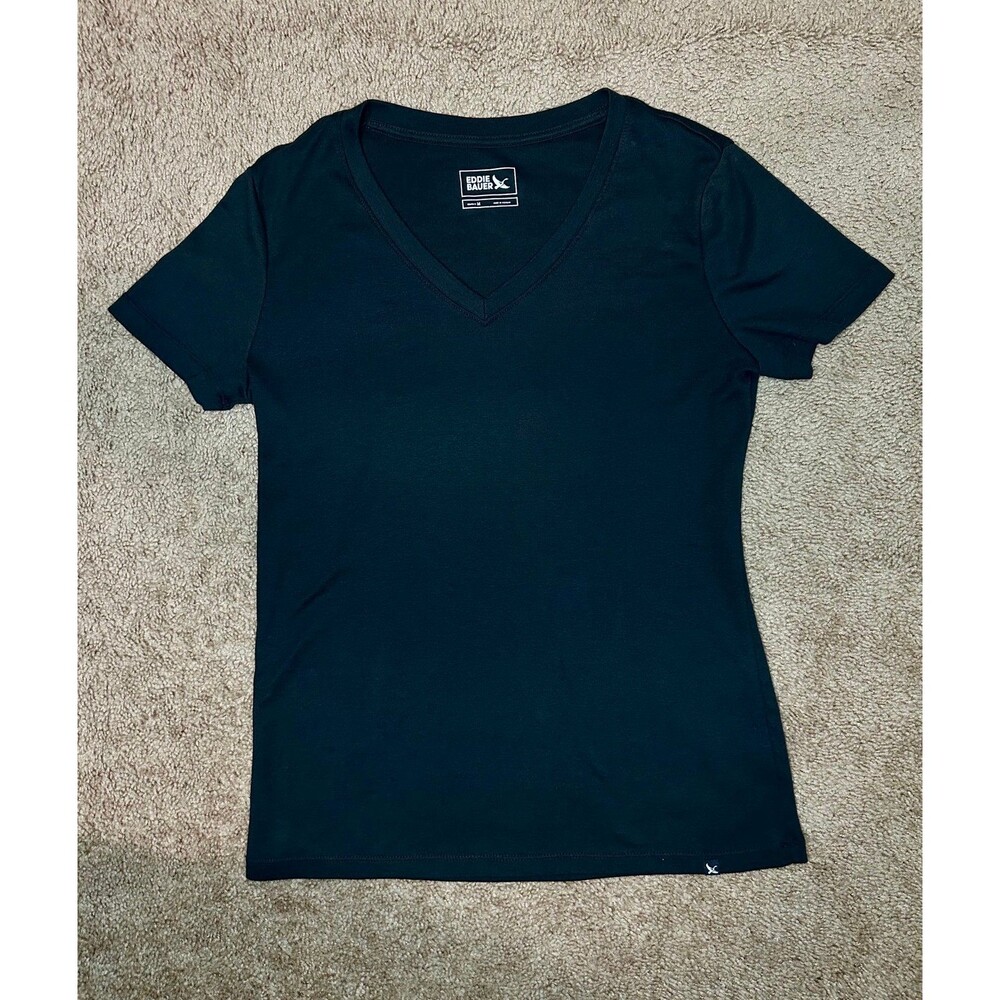 Eddie Bauer Black V-Neck Short Sleeve T-Shirt Women’s Medium